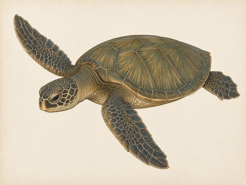 Watercolour illustration: Green turtle