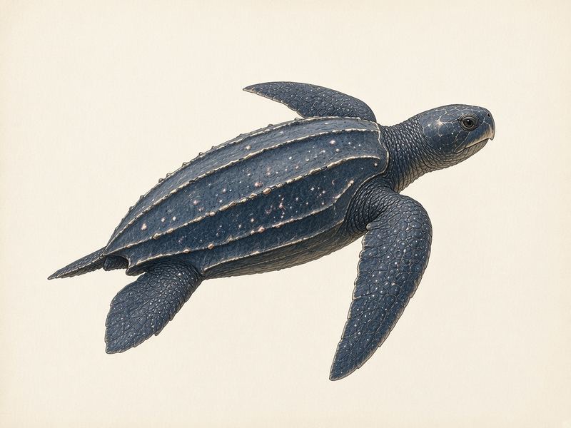 Watercolour illustration: Leatherback turtle