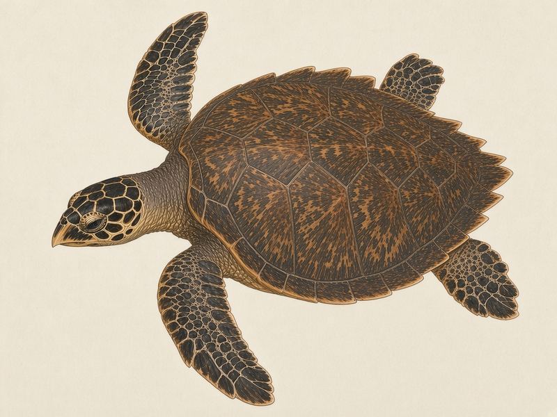 Watercolour illustration: Hawksbill turtle