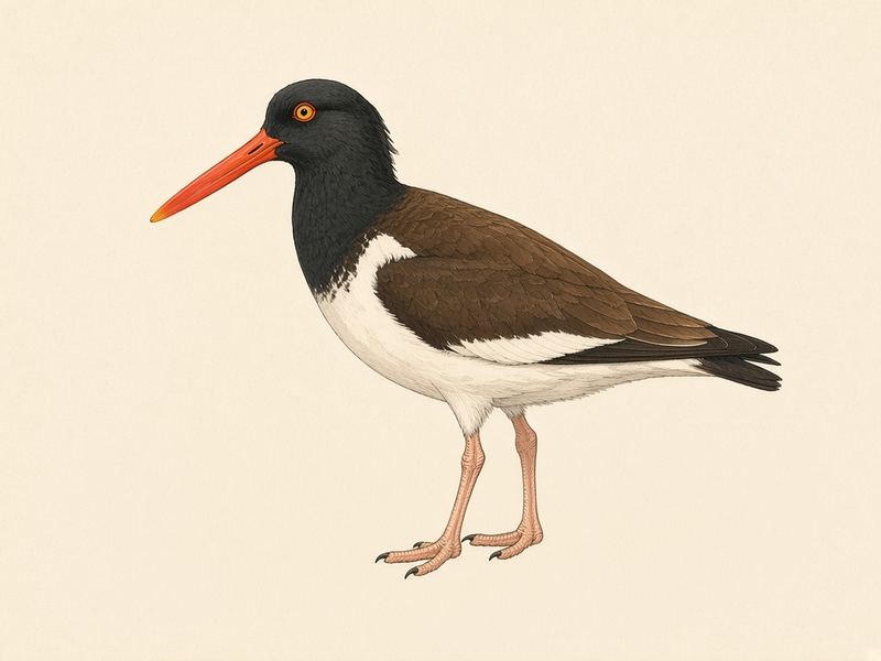 Watercolour illustration: American oystercatcher