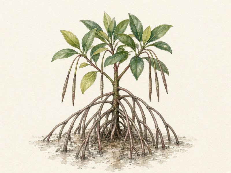 Watercolour illustration: Red mangrove