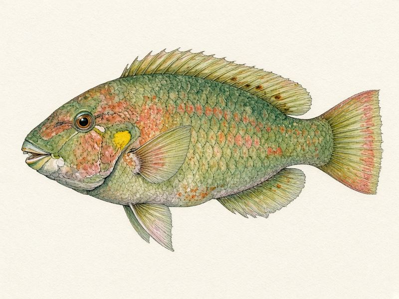 Watercolour illustration: Stoplight parrotfish
