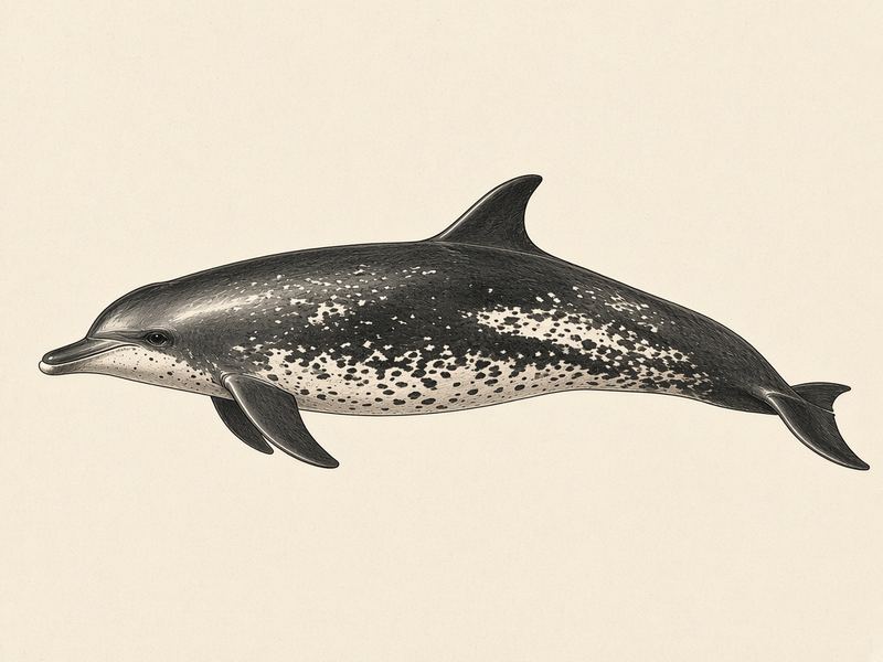 Watercolour illustration: Atlantic spotted dolphin