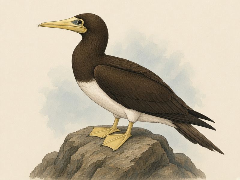 Watercolour illustration: Brown booby